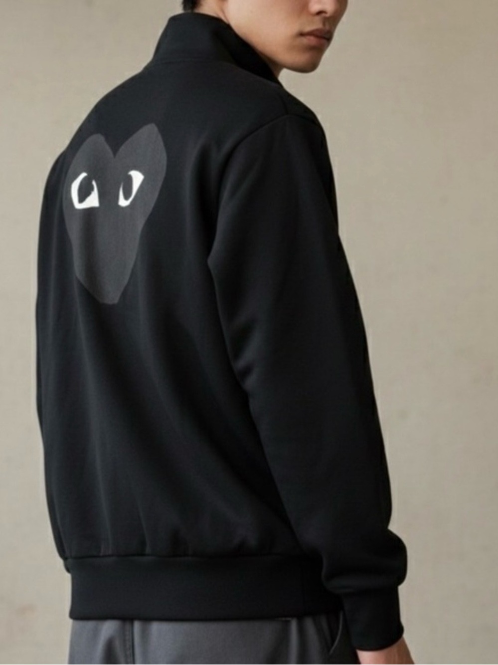 COMME DES GARÇONS PLAY Black Big Heart Zip Track Jacket Size Small